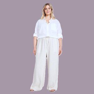 OLD NAVY High-Waisted Linen-Blend  Super Wide-Leg Pants. Plus Size 3X